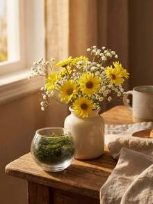 1Pc/3Pcs Moss Vase, Wabi-Sabi Glass Vase With Preserved Moss For Meditation Nooks, Gallery Installations, Relaxation Spaces. Great For Combining With Natural Stone Accents To Balance A Space, Styling A Minimalist Yoga Studio, Or Adding Warmth To A Sunlit Reading Corner, And Suitable For Wellness Centers, Art Exhibitions, And Bohemian-Style Homes. - Multicolor - View 10