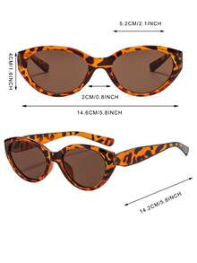 1 Cặp kính thời trang nữ gọng nhựa màu nâu hình mắt mèo, kiểu dáng cổ điển tối giản, thanh lịch, phong cách đường phố. - da báo - Xem 4