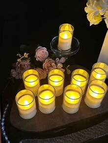 12/24-Piece Pack Of Transparent LED Teacup Candles With Remote Control Timer, Made Of Acrylic, Battery Powered, Suitable For Valentine's Day, Weddings, Home Decorations, And Party Decorations (Batteries Included). - trắng - Xem 3