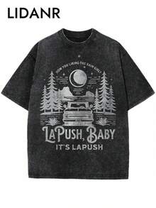 LIDANR 1PC Twilight Fans - Retro Fashion - Fan Merchandise - Women's Twilight Vampire Werewolf &  Graphic T-Shirt - Vintage Washed Long Sleeve Round Neck Casual Tee With  & Edward Cullen Print, Soft Texture, Comfortable Fit, Durable Fabricmen's Clothes Shirts - 黑色 - 查看 2