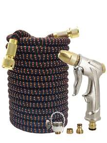 Expandable Garden Hose, High Pressure Metal Nozzle, Spray Cleaning Gun, With Quick Connector, Irrigation Hose - A - View 1