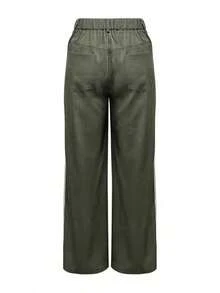 [Elegant & Sexy Pants] Women's Elegant & Sexy Straight-Leg Pants |   Non-Stretch Trousers, Suitable For Office, Party, Daily Wear - Machine Washable, Breathable Fabric, Simple Design, Casual Homewear, Fashion Enthusiast's Choice - Stylish - 軍綠色 - 查看 4