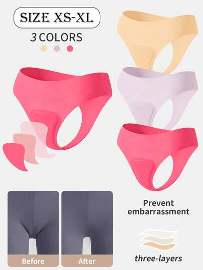 3pcs/Pack Women Seamless Solid Color Functional Panties, Non-Slip Underwear, High-Performance Thongs, Yoga Invisible Briefs, Comfortable Underwear, Yoga