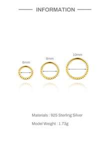 1 Pair S925 Sterling Silver Twisted Hoop Earrings, Classic Twisted Ear Cuff Earrings, Gold Plated Hypoallergenic Stud Earrings Suitable For Cartilage, Earlobe, Helix - Single Earring - View 5