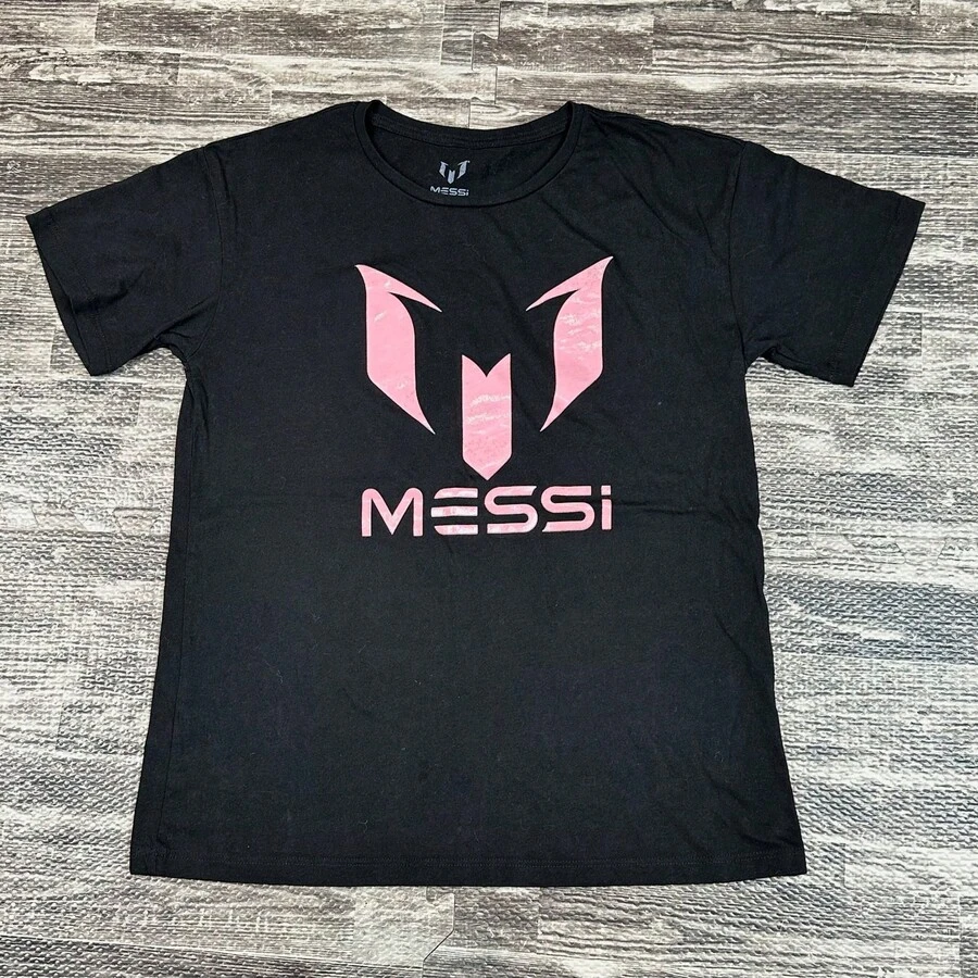 Lionels MessisKid's Soccer T-Shirt Size XL Adult Small Black Tee W Pink Print - màu đen - Xem 1