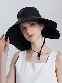1顶大檐遮阳帽，马尾辫渔夫帽，夏季户外宽檐遮阳帽，夏季度假旅行宽檐遮阳帽，休闲遮阳帽。宽檐设计可全面遮盖面部和颈部，提供防晒保护。非常适合夏季户外活动，如徒步旅行、钓鱼、露营、骑行等。 - 彩色 - 查看 10