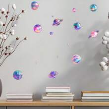 1pc Luminous 9 Planets Decorative Sticker, Magnificent Planets Combination Decor Sticker, Suitable For Living Room, Bedroom, Study, Office And More Scenarios - A - View 1