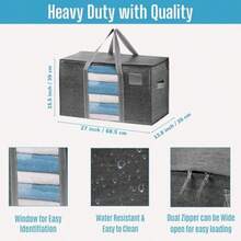 VENO 4 Pack Large Ornament Organizer Storage Bag For Moving Heavy-Duty Storage Boxes College Packing Supplies Moving Bags Dorm Foldable Tote With Window Light Blue With Window - 4 Pack+Dark Gray Window - View 3