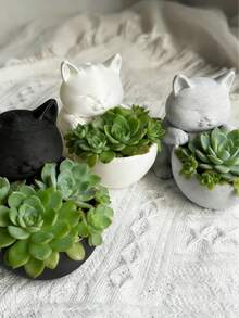 Cute Cat Hug Planter, Creative Design With Drainage Hole, Suitable For Indoor Succulent, Small Flower, Cactus Planting, Home Garden Balcony Outdoor Decor - Kitten - View 10