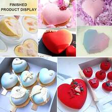 3D钻石心形硅胶模具，几何心形巧克力模具，DIY冰淇淋、蛋糕、甜甜圈、冰棒、慕斯、糖果，情人节礼物 - 彩色 - 查看 3