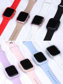 8件裝運動休閒風格 保護殼，相容 40mm、41mm、42mm、44mm、45mm、46mm、49mm，時尚極簡防震耐用硬 PC 保護殼（不含玻璃），相容 Ultra/11/10/9/8/4/6/5/4/SE 系列，男女適用，佩戴舒適，觸控靈敏 - 多色4 - 查看 3