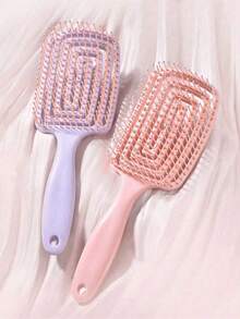 2pcs Women Long Hair Styling Massage Comb, Fluffy Top Comb, Household Hollow Comb - Multicolor - View 2