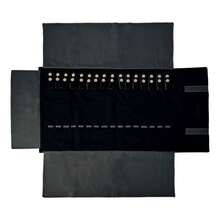 UnionPlus Velvet Travel Jewelry Roll Bag Organizer For Necklace, Elastic Band And Anti-Winding, Black - Black - View 9