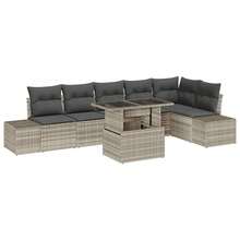 vidaXL 7-Teiliges Gartensofaset Mit Kissen, Hellgrau, Poly-Rattan - Grey - View 2