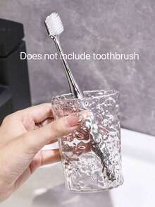 2pcs Minimalist Ice Pattern Toothbrush Cup, Transparent Bathroom Sipper, Home Decor, Bathroom Accessory, Kitchenware, Oral Hygiene - Multiple Styles - View 15