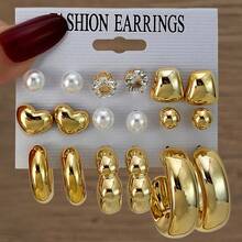 VKME 18件套金属材质爱心珍珠不对称卡片耳环套装 - XH92825184-85 - 查看 13