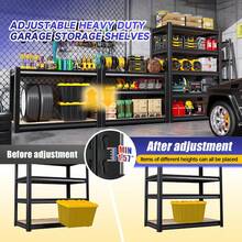 5-Tier Garage Shelving Heavy Duty, Adjustable Storage Shelves, 2500LBS Metal Garage Shelves,Storage Rack For Basement, Warehouse, Pantry, Easy Assembly, Black (Wooden-72''H X 35.4''W X 15.7''D) - màu đen - Xem 4