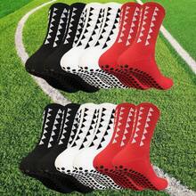 1/3/6 Pairs Men's Silicone Anti-Slip Football Socks, Odor-Resistant, Moisture-Wicking Mid-Calf Socks - Multicolor - View 8