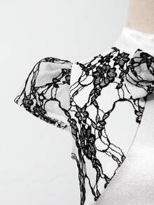 夏季新款女童蕾丝撞色网纱连衣裙，优雅时尚 - 白色 - 查看 5