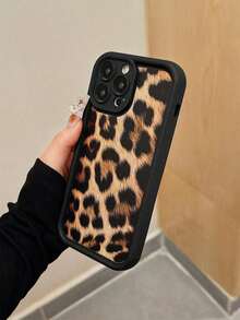 1 Stück Leoparden-Muster Gerade Kante Perforiertes Handyhülle, kompatibel mit iPhone 17/16/15 Pro Max, 14 Plus, 13 Pro Max, 12, 11, 7G, 7P, IX, XR, XS Max - Schwarz - Übersicht 2