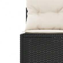 vidaXL Gartensitzgruppe Mit Tisch Und Runden Kissen, Schwarz Poly-Rattan - Black - View 10