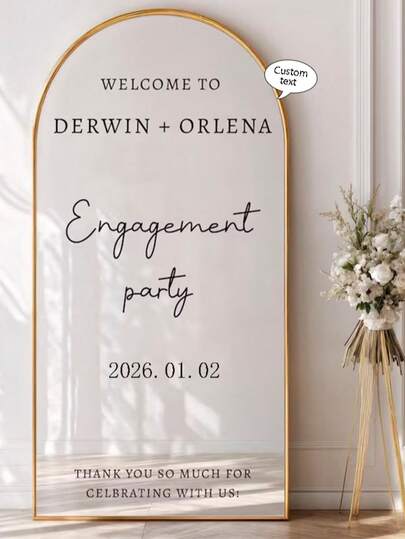 Pegatinas personalizadas con espejo para boda - Decoración de señalización de boda Pegatinas de boda DIY - Pegatinas de espejo para el cuadro de asientos Bienvenido a la pegatina de espejo de boda