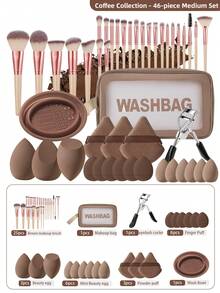 Bộ cọ trang điểm hoàn chỉnh 46 món/18 món/1 món bao gồm 25 cọ trang điểm mềm mại, như cọ phấn phủ, cọ má hồng, cọ tạo khối, cọ highlight, cọ nền, cọ tạo khối mũi, cọ phấn mắt, cọ kẻ lông mày, cọ môi và cọ chi tiết + 1 túi đựng mỹ phẩm chống nước du lịch, quà tặng, bộ cọ trang điểm chuyên nghiệp, bộ trang điểm hoàn chỉnh - Nhiều màu - Xem 12