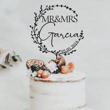 Gold Wedding Cake Topper, Mr & Mrs Cake Topper, Personalized Cake Topper, Wedding Cake Topper, Anniversary Cake Topper, Custom Cake Topper, Rustic Style - F-mr. & Mrs. Cake Label - View 6
