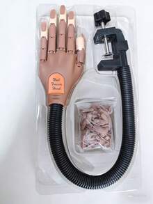 Acrylic Nail Practice Hand - Flexible Movable Fake Nail Hand, Suitable For Acrylic Nail Practice Set, Nail Art Practice Model Hand, Includes 100pcs Replacement Nail Tips, Christmas/Valentine's Day Gift - Brown - View 12