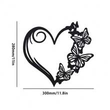 1 Stück Schmetterling Herz Garten Metall Wandkunst Terrasse Dekoration für Heim Dekoration Wohnzimmer Schlafzimmer Esszimmer Wanddekoration - C - Übersicht 6