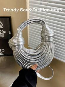 Túi xách nữ cao cấp, thiết kế thủ công, quai mảnh, kiểu dáng độc đáo, quà tặng lý tưởng cho phái nữ. - Bạc - Xem 2