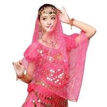 硬币装饰肚皮舞头饰 - 女士发饰，宝莱坞阿拉伯舞服装，万圣节节日表演头饰 - 彩色 - 查看 3