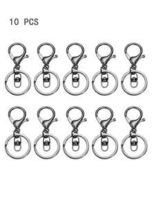 10pcs Metal Lobster Clasp Key Chains, 4-Link Chains/8-Shape Chain Key Fob Pendant, DIY Alloy Keyring Jewelry Accessories Car Accessories Bag Charm School Cute Goth Y2k - Gold + Silver - View 12