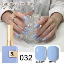 GMUME 3件組 16ml 冬季藍色凝膠指甲油套組 No.032 035 066 天空海藍色銀色亮片，適合聖誕雪景主題與夏季海灘美甲，需搭配三步驟底膠與頂膠 - 彩色 - 查看 4