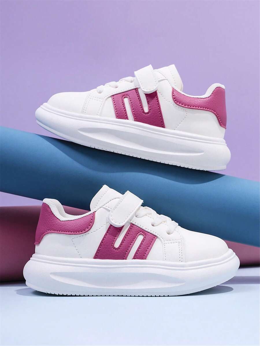 儿童运动鞋 新款软底百搭女童帆布鞋 时尚小白鞋 男童休闲鞋 - 玫紅色 - 查看 1