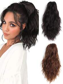 Wig Curly Ponytail Hair Extensions Clip-In Ponytail Wig Black Ponytail Hair Extensions Synthetic Fiber Wig - Multicolor - View 10