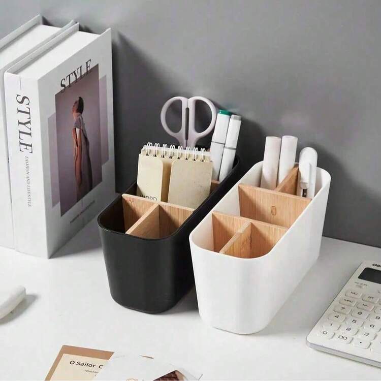 1个多功能牙刷架 - 5槽牙刷架，独立式台面浴室收纳架，牙刷牙膏收纳架，浴室配件，家居装饰，节省空间设计，易于清洁，台面收纳架，独立式浴室储物盒，适用于电动牙刷、牙膏、剃须刀 | 也适用于化妆品、办公用品、文具收纳 - 彩色 - 查看 7