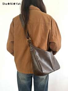 复古斜挎包，新款韩版时尚手提包，大容量单肩包，返校必备，教师节理想礼物，可定制字母图案，可重复使用，教师包，送给教育工作者的理想礼物，伴娘送给妈妈的礼物，复古风包包，复古风女包，日系街头风女包，新款时尚大容量女包，教师节礼物 - 棕色 - 查看 5