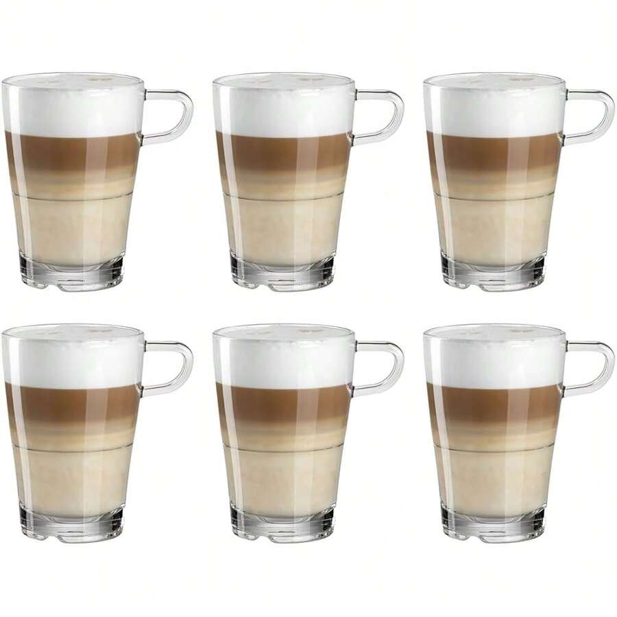 LEONARDO HOME Senso Espresso-Tasse, Espresso-Becher mit Henkel, spülmaschinengeeignete Espresso-Gläser, 6er Set, 70 ml, 024012-1172 - LatteMacchiatoTassen350ml - Übersicht 1