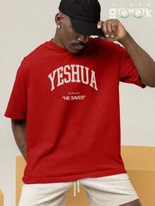 Streetwear T-Shirt Yeshua Jesus Salvation Messiah Gospel Print - Đỏ - Xem 8