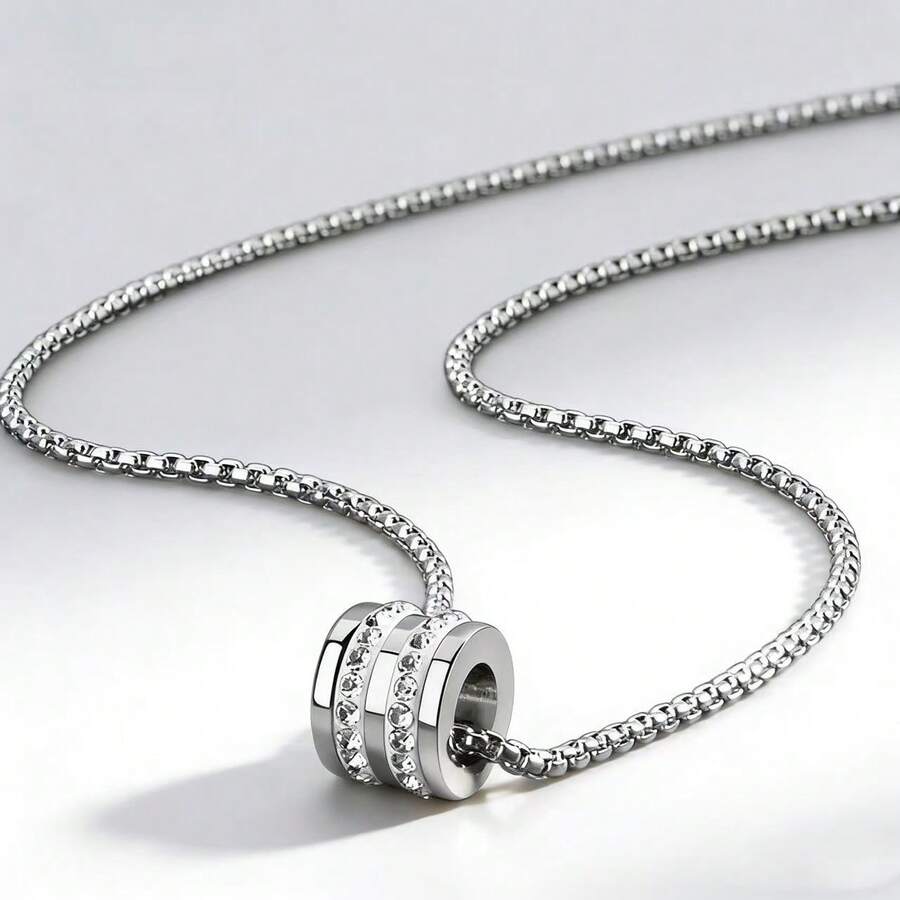 Cadena de cintura de acero de titanio para hombres, cadena de suéter versátil y de moda con sensación de alta gama - Brillante - Ver 1