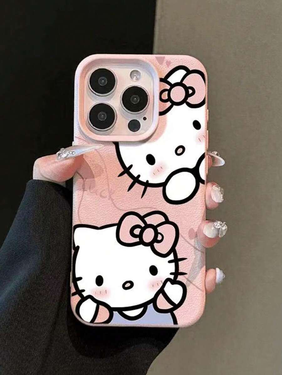 SANRIO Ốp lưng điện thoại hình mèo dễ thương lấy cảm hứng từ mèo cho iPhone 17 Pro Max/15/16 Pro/14/13/12, chất liệu giả da mềm mại, kiểu dáng nữ tính. - Hồng - Xem 1
