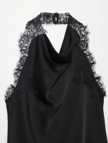 Camellia Summer New Arrival Women's Fashion Sexy Halter Neck Lace Blouse - Black 1 - View 8