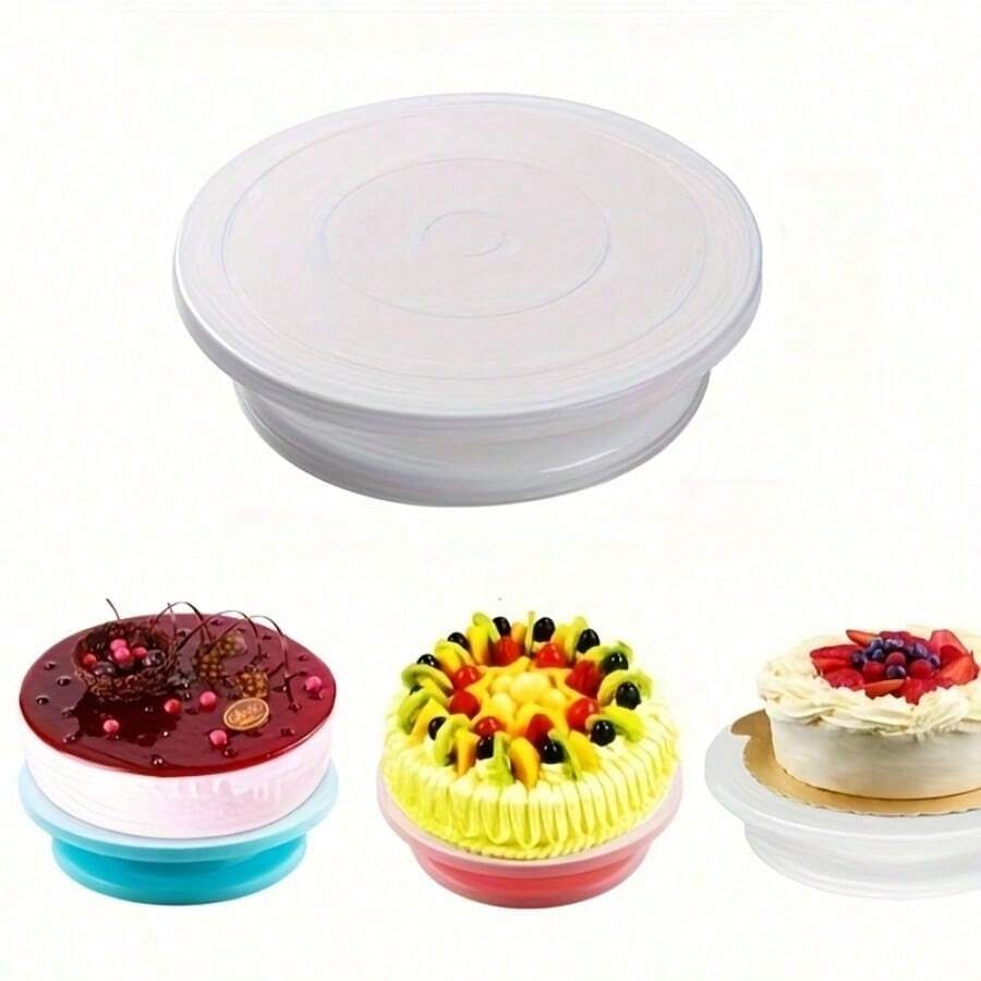 1pc Cake Swivel Plate Revolving Cake Sugarcraft Turntable Decoration Stand Platform Turntable Baking Cake Tools - White - View 1