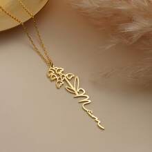 Customized Birth Month Flower Necklace, Necklace With Birth Month Flower Name, Floral Necklace, Birthday Gift, Gift For Mom, Personalized Jewelry - Multicolor 4 - View 3