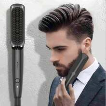 Máy duỗi râu/tóc 2 trong 1 dành cho nam/nữ, bàn chải duỗi tóc chuyên nghiệp bằng gốm PTC, làm nóng nhanh, điều chỉnh nhiệt độ, chống bỏng, quà tặng ngày lễ, máy duỗi râu mini cầm tay - Nhiều màu - Xem 2