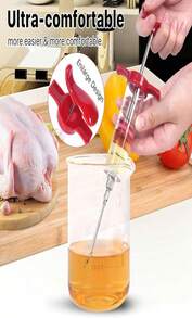 Turkey Injector Syringe - 3 Marinade Injector Needles, Meat Injector Syringe 1OZ, Portable Meat Injector Kit With Black BBQ Brush &Amp; Cleaning Brush For Smoked BBQ Grill, Food Syringe With 5-Hole Needle - ColorA - 查看 4
