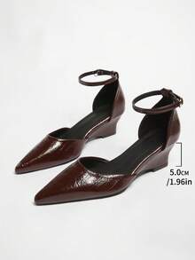 2.5厘米鞋跟法式尖头镂空搭扣高跟鞋，优雅显瘦女式工作鞋 - 咖啡棕 - 查看 7