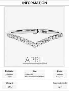 1pc Luxury S925 Sterling Silver V-Shaped Vita Chroma Ring With 12 Birthstones, Suitable For Women, Wedding, Gift For Girlfriend, Holiday - V-shaped - View 42