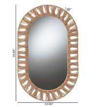 Geona Modern Bohemian Metal And Seagrass Wall Accent Mirror - 彩色 - 查看 3